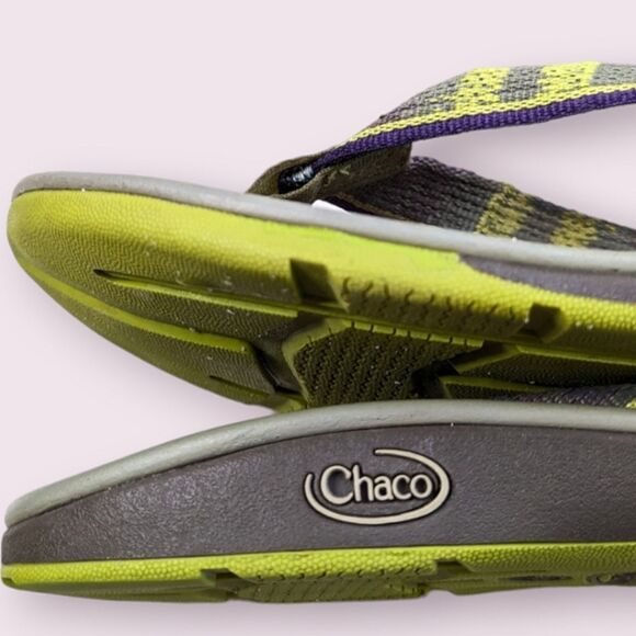 Chaco Lime Olive Green Thong Style Flip Flop Sandals size 9.5 10 - Picture 10 of 13